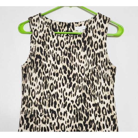 Chicos Womens Sz 0 Sheath Dress Sleeveless Animal Print Leopard Back Zip - Picture 3 of 4